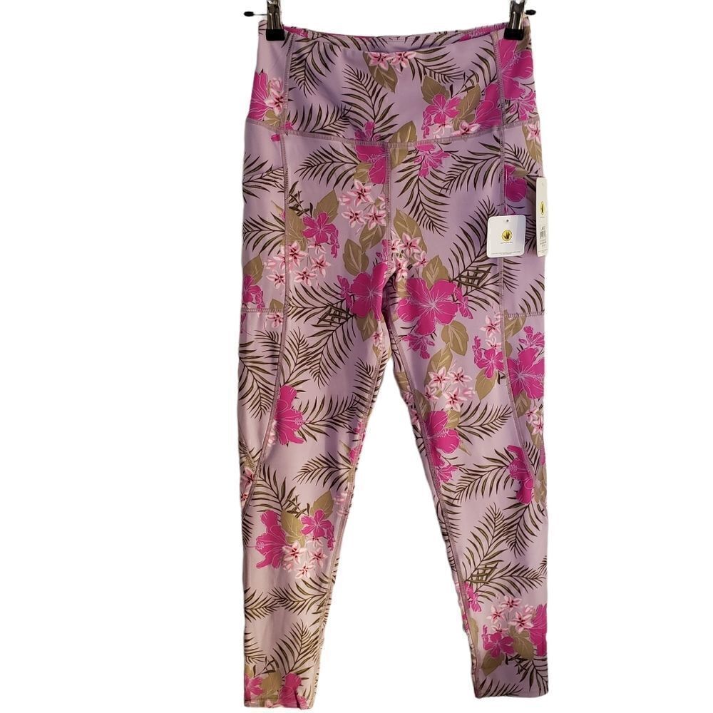Body Glove Printed High Waisted 7/8 Athletic Fitness Leggings Media Pocket